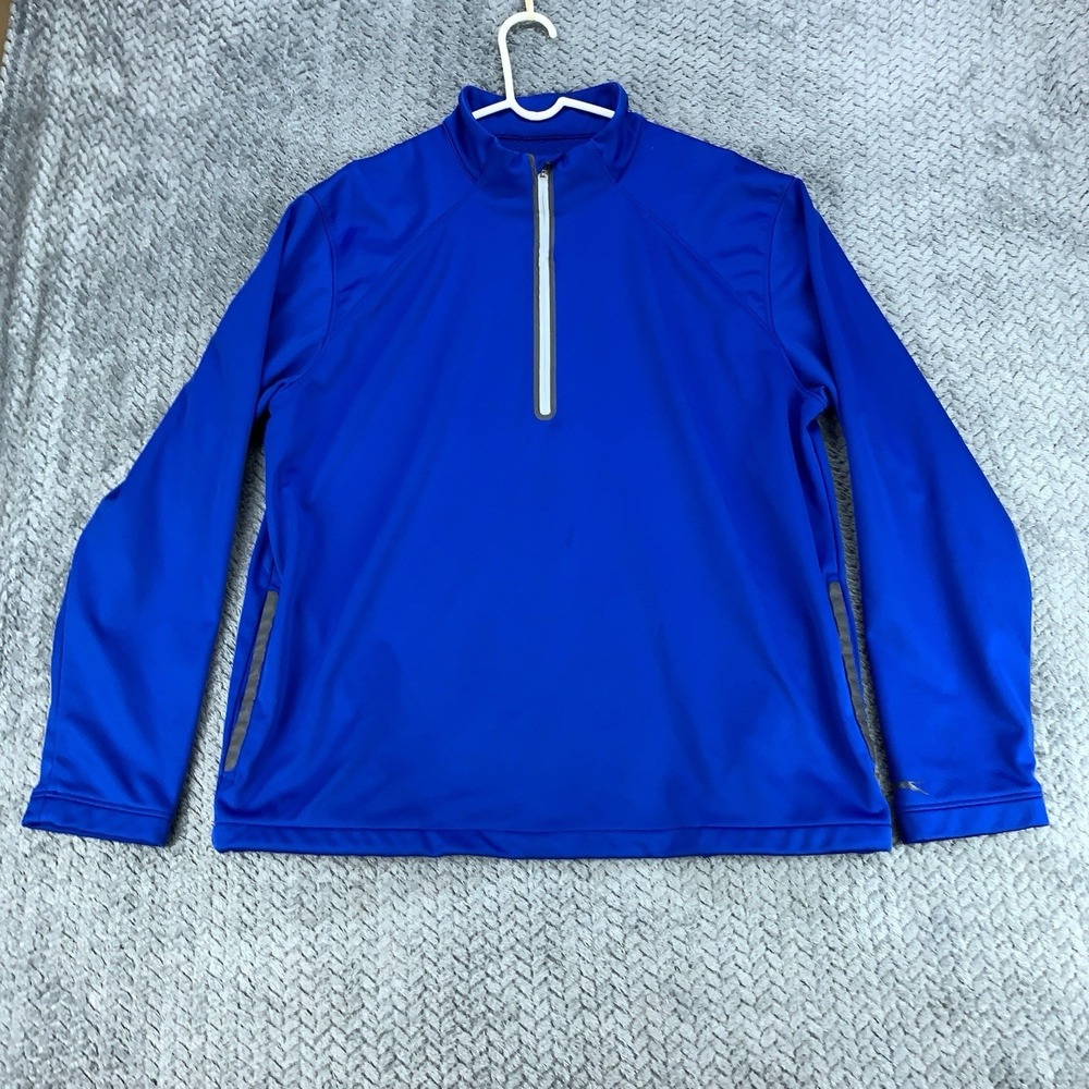 Slazenger Sweater Mens XL Blue 1/4 Zip Pullover Golf Performance Polyester